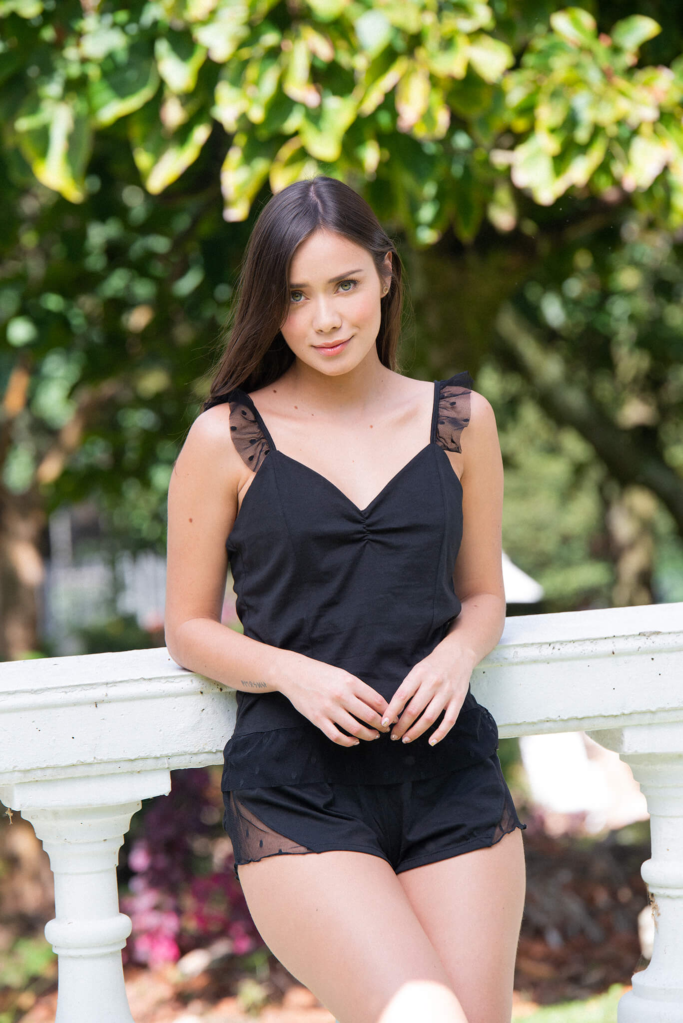 Pijama tull negra santolina-sexy