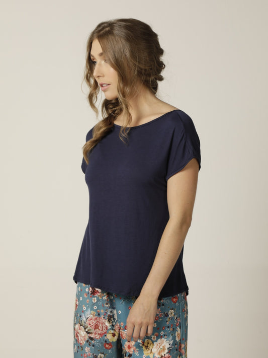 Camiseta V azul oscura santolina-9872